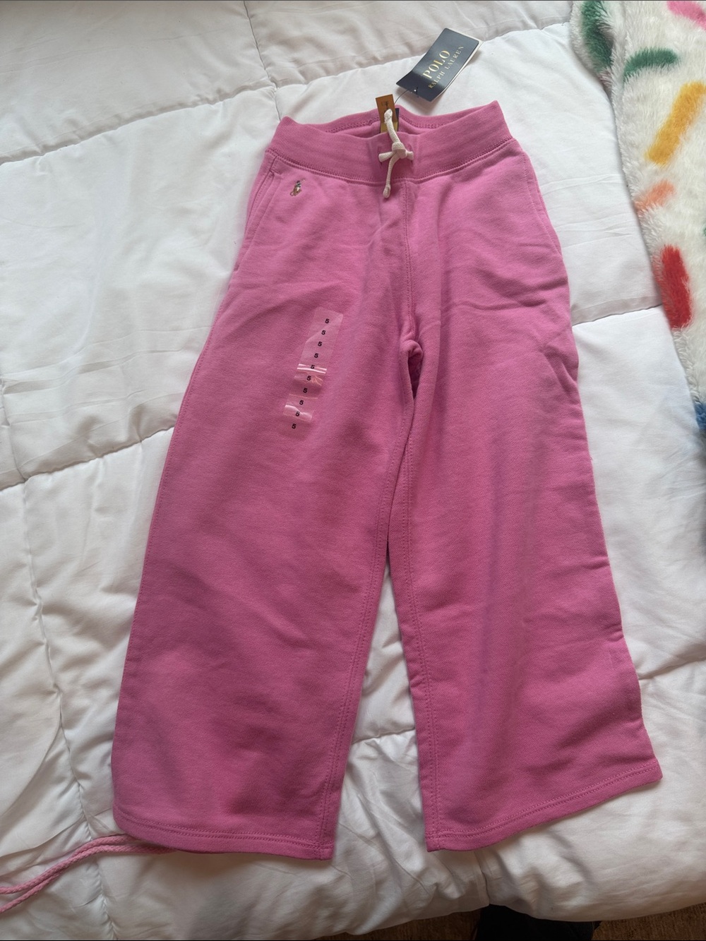 Ralph Lauren Pink Girls' Wide-Leg Sweatpants with Drawstring size 5
